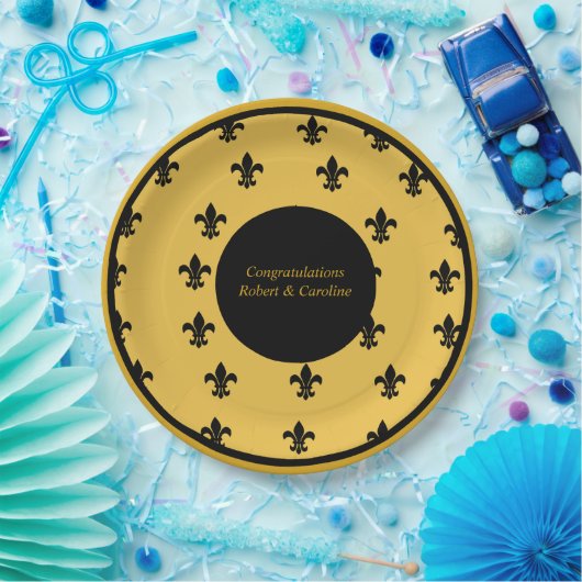 Schwarze Lilien im Gold-Hintergrund Pappteller (Party)