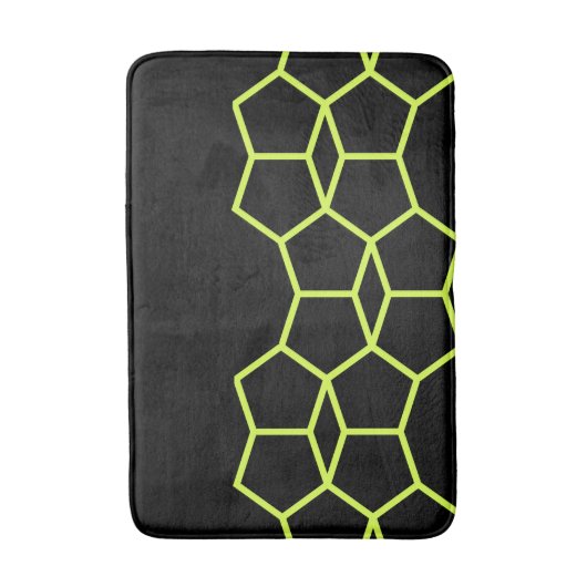 Schwarze Limone grüne gelbe geometrische Badematte (Vorderseite Vertikal)