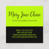 Schwarze Limone, moderne Business Card Quadratische Visitenkarte (Rückseite)