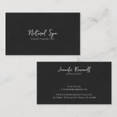 Schwarze Linen Textur Print White Typografy Visitenkarte (Vorne/Hinten)