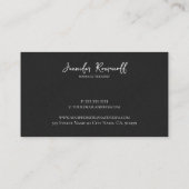 Schwarze Linen Textur Print White Typografy Visitenkarte (Rückseite)