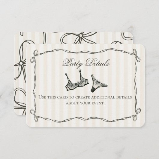 Schwarze Lingerie Dusche Beige Details Einlegen Begleitkarte (Vorne/Hinten)