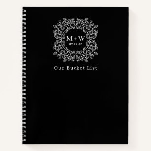 Schwarze Linie Art Floral Monogramm Unsere Schaufe Notizblock