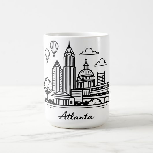 Schwarze Linie Atlanta Illustration Kaffeetasse (Mittel)