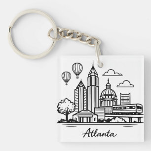 Schwarze Linie Atlanta Illustration Schlüsselanhänger