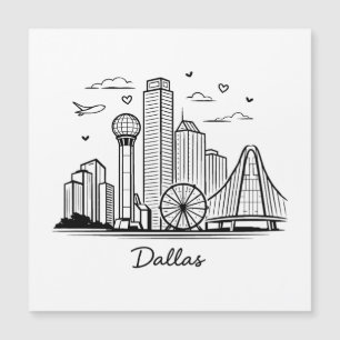 Schwarze Linie Dallas Illustration Magnetkarte