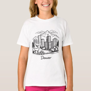 Schwarze Linie Denver Illustration T-Shirt