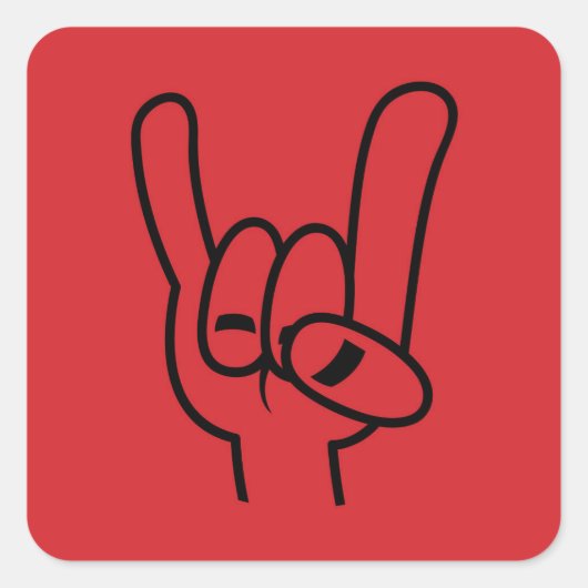 Schwarze Linie für Schwermetall-Teufel-Hörner Quadratischer Aufkleber (Vorderseite)