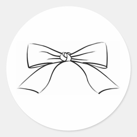 Schwarze Linie Ribbon Bow Runder Aufkleber (Vorderseite)