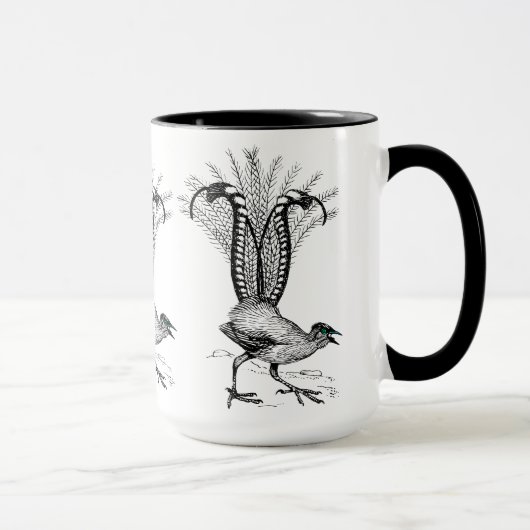 Schwarze Linie zeichnend Lyre Bird Tasse (Rechts)
