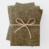 Schwarze Linien Dots Gold Imitate Fossil Geschenkpapier Set (Beispiel)