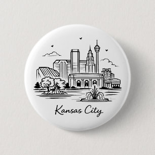 Schwarze Linien Kansas City Illustration Button
