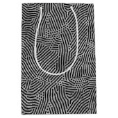 Schwarze Linien Punkte Silber Imitate Foil Mittlere Geschenktüte (Vorderseite)