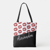 Schwarze Lippen Kiss Muster Modernes Personalisier Tasche (Rückseite)