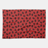 Schwarze Lippen Muster auf rotem Hintergrund Geschirrtuch (Horizontal)