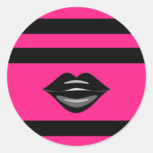 Schwarze Lippen, rosa Streifen Sticker (Vorderseite)