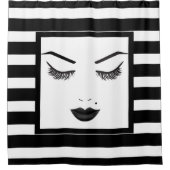 Schwarze Lippen Schminken Gesicht Augenbrauen Lipp Duschvorhang (Vorderseite)