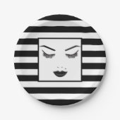 Schwarze Lippen Schminken Gesicht Augenbrauen Lipp Pappteller (Vorderseite)