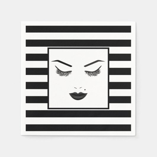 Schwarze Lippen Schminken Gesicht Augenbrauen Lipp Serviette (Vorderseite)