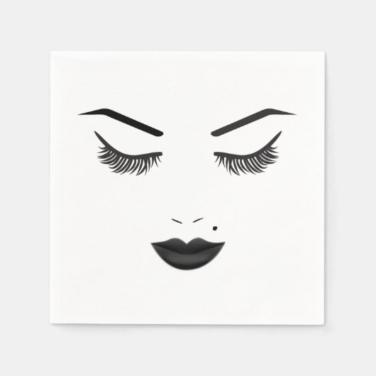 Schwarze Lippen Schminken Gesicht Augenbrauen Lipp Serviette (Vorderseite)