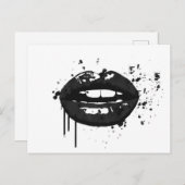 Schwarze Lippen Stilftiger Kuss-Make-up-Künstler Postkarte (Vorne/Hinten)