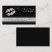 Schwarze Lippenstift-Glitzer-Visitenkarten Visitenkarte (Vorne/Hinten)