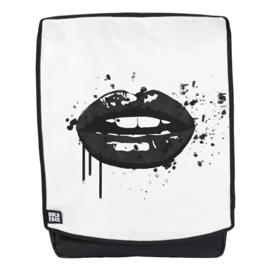 Schwarze Lippenstilvoller Mode-Kuss-Maskenbildner Rucksack (Vorderseite)