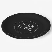 Schwarze Logos für Unternehmen Pappteller (Schrägansicht)