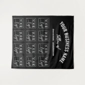 Schwarze Logos im Hintergrund für kleine Unternehm Wandteppich (Vorderseite (Horizontal))