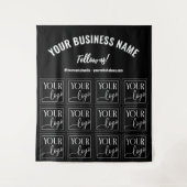 Schwarze Logos im Hintergrund für kleine Unternehm Wandteppich (Vorderseite)