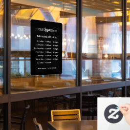 Schwarze Logos zum Öffnen von Geschäftszeiten Fensteraufkleber