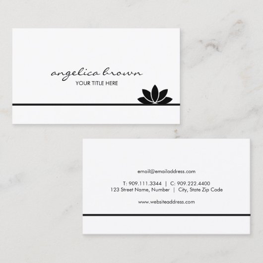 Schwarze Lotos-Blumen-Geschäfts-Karte Visitenkarte (Vorne/Hinten)