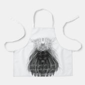 Schwarze Löwe mit Antlerkrone, Monogramm und Zitat Schürze (Vorderseite)