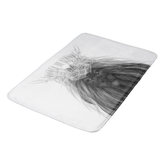 Schwarze Löwe mit Antlerkrone und Monogramm Badematte (Schrägansicht)