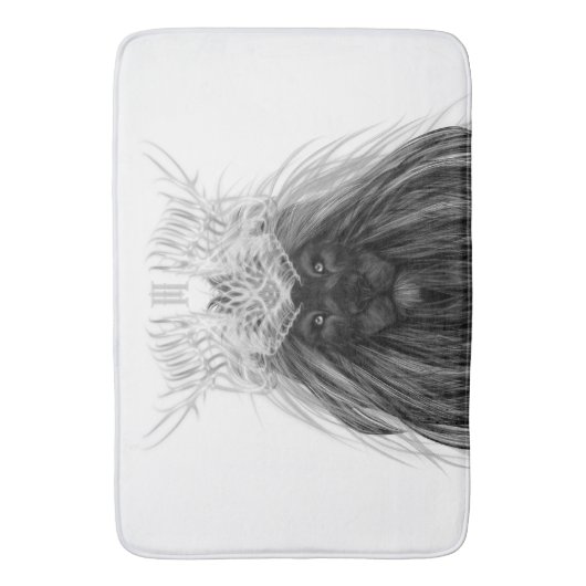 Schwarze Löwe mit Antlerkrone und Monogramm Badematte (Vorderseite Vertikal)