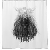 Schwarze Löwe mit Antlerkrone und Monogramm Duschvorhang (Vorderseite)