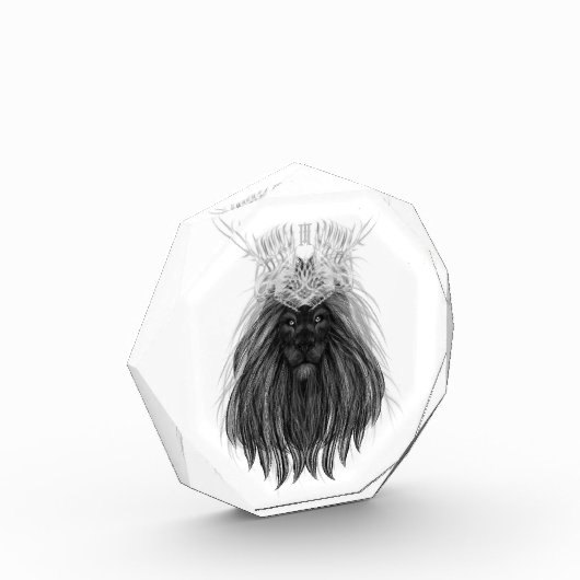 Schwarze Löwe mit Antlerkrone und Monogramm Fotoblock (Links)