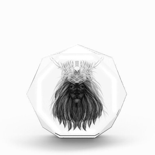 Schwarze Löwe mit Antlerkrone und Monogramm Fotoblock (Vorderseite)