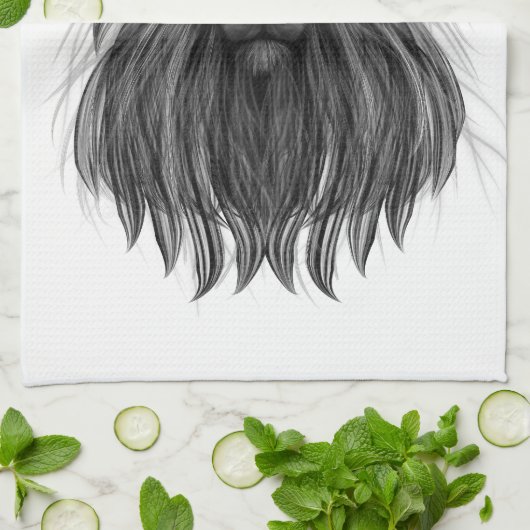 Schwarze Löwe mit Antlerkrone und Monogramm Geschirrtuch (Gefaltet)