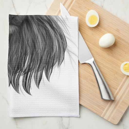 Schwarze Löwe mit Antlerkrone und Monogramm Geschirrtuch (Viertel Falte)