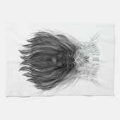 Schwarze Löwe mit Antlerkrone und Monogramm Geschirrtuch (Horizontal)