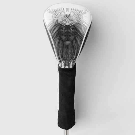 Schwarze Löwe mit Antlerkrone und Monogramm Golf Headcover (Vorderseite)