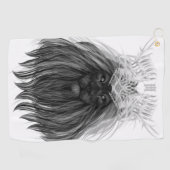 Schwarze Löwe mit Antlerkrone und Monogramm Golfhandtuch (Horizontal)