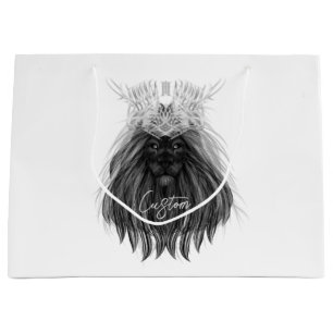 Schwarze Löwe mit Antlerkrone und Monogramm Große Geschenktüte