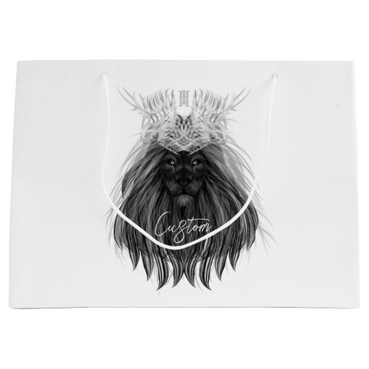 Schwarze Löwe mit Antlerkrone und Monogramm Große Geschenktüte (Vorderseite)