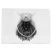 Schwarze Löwe mit Antlerkrone und Monogramm Große Geschenktüte (Rückseite)