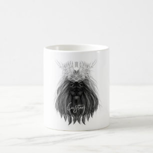 Schwarze Löwe mit Antlerkrone und Monogramm Kaffeetasse
