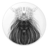 Schwarze Löwe mit Antlerkrone und Monogramm Keramikknauf (Vorderseite)