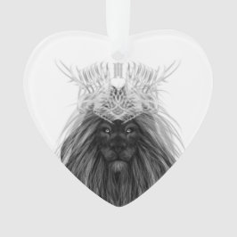 Schwarze Löwe mit Antlerkrone und Monogramm Ornament