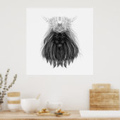 Schwarze Löwe mit Antlerkrone und Monogramm Poster (Küche)
